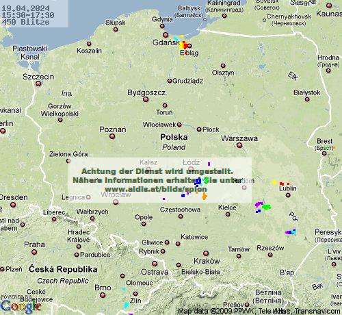 Piorun Polska 15:30 UTC pt., 19.04.2024