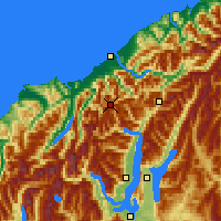 Nearby Forecast Locations - Mt.Aspiring NP - mapa
