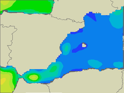 Baleary - wysokości fali morskiej - nie., 19.04. 02:00 CEST