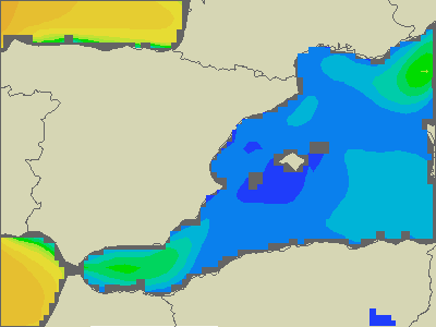 Baleary - wysokości fali morskiej - czw., 30.03. 14:00 CEST