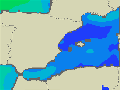 Baleary - wysokości fali morskiej - pon., 24.04. 14:00 CEST