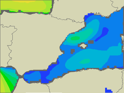Baleary - wysokości fali morskiej - nie., 23.07. 14:00 CEST