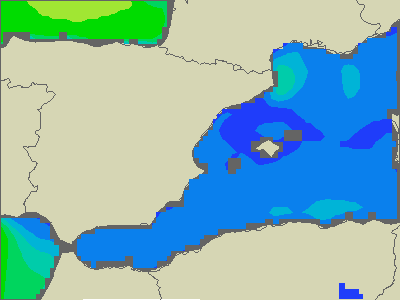 Baleary - wysokości fali morskiej - so., 19.08. 02:00 CEST