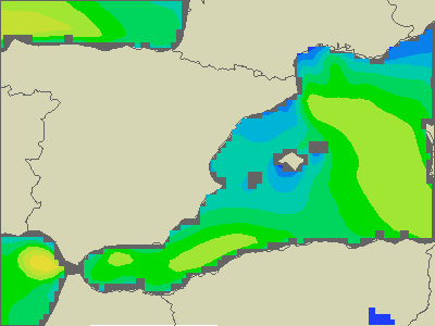 Baleary - wysokości fali morskiej - pon., 21.08. 02:00 CEST