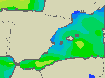 Baleary - wysokości fali morskiej - pon., 21.08. 20:00 CEST