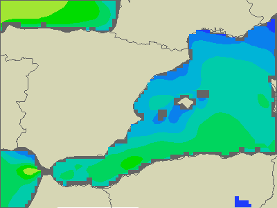 Baleary - wysokości fali morskiej - wto., 22.08. 02:00 CEST