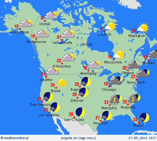 przegląd  Ameryka Północna mapy prognostyczne