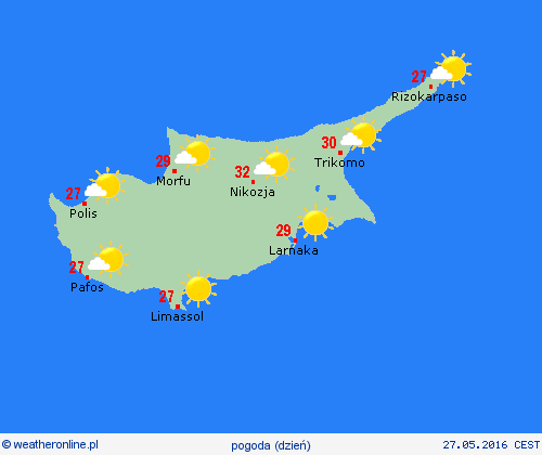 przegląd Cypr Europa mapy prognostyczne
