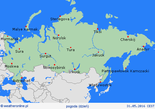 przegląd Rosja Azja mapy prognostyczne