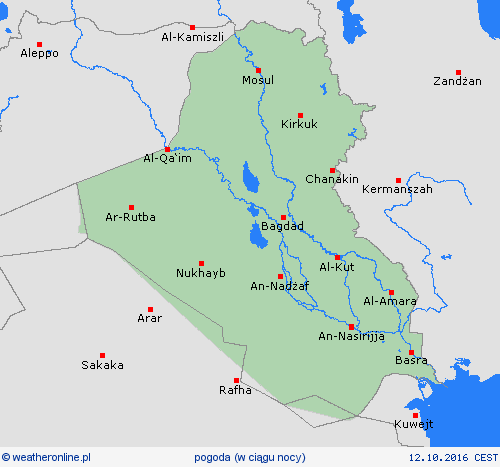 przegląd Irak Azja mapy prognostyczne