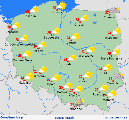 przegląd  Polska mapy prognostyczne