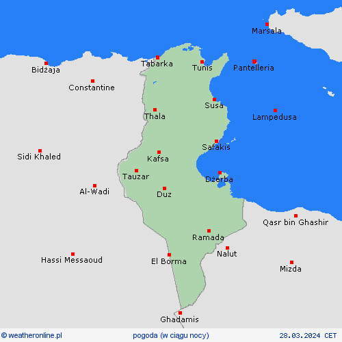 przegląd Tunezja Afryka mapy prognostyczne