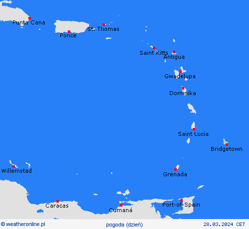 przegląd Barbados Ameryka Południowa mapy prognostyczne