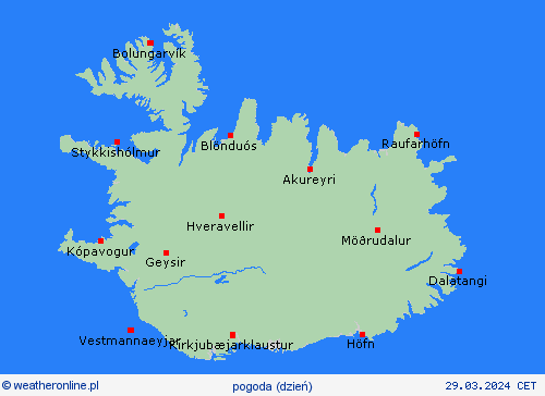 przegląd Islandia Europa mapy prognostyczne