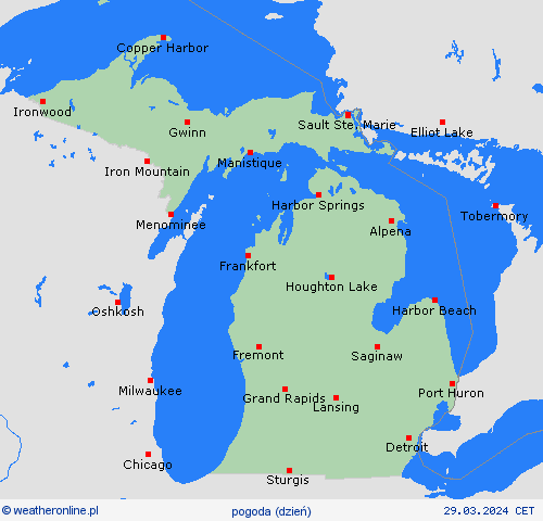 przegląd Michigan Ameryka Północna mapy prognostyczne