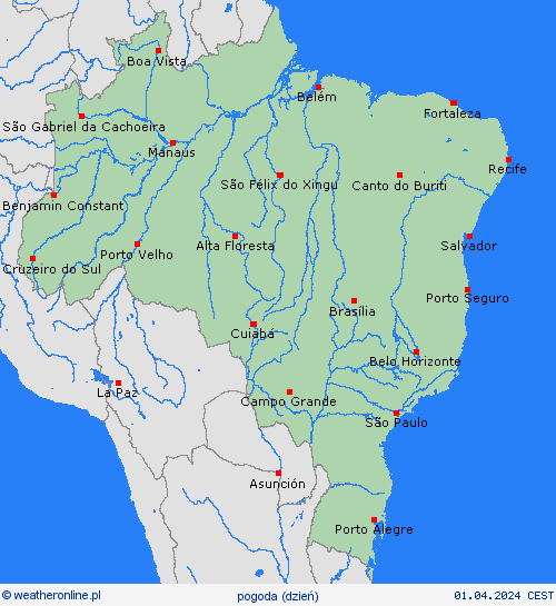 przegląd Brazylia Ameryka Południowa mapy prognostyczne