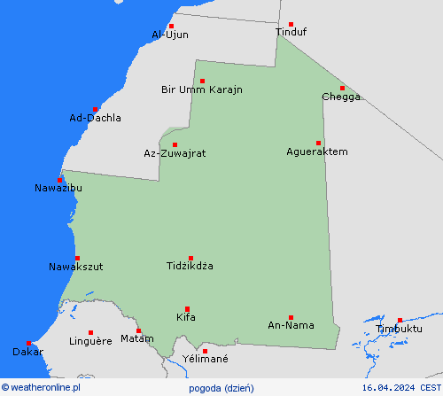 przegląd Mauretania Afryka mapy prognostyczne