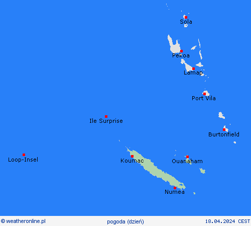 przegląd Nowa Kaledonia Oceania mapy prognostyczne