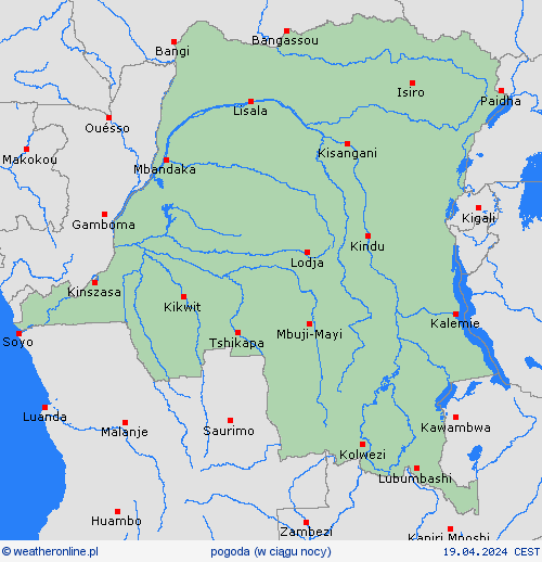 przegląd Demokratyczna Republika Konga Afryka mapy prognostyczne