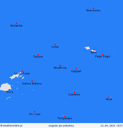 przegląd Wallis i Futuna Oceania mapy prognostyczne