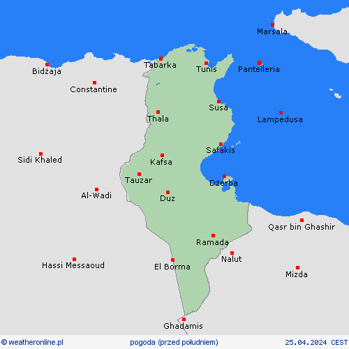 przegląd Tunezja Afryka mapy prognostyczne