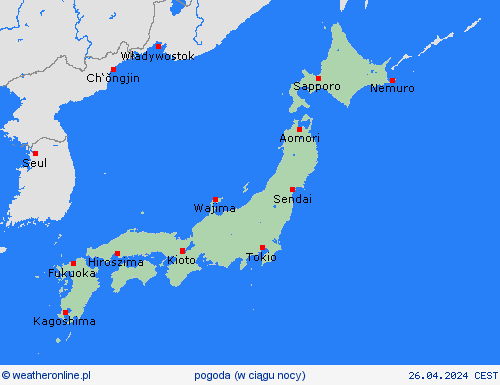 przegląd Japonia Azja mapy prognostyczne