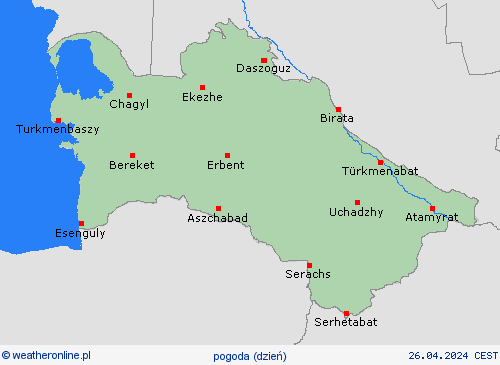 przegląd Turkmenistan Azja mapy prognostyczne