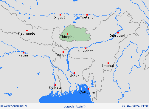 przegląd Bhutan Azja mapy prognostyczne