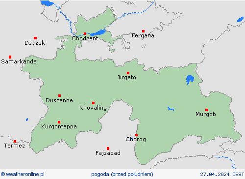 przegląd Tadżykistan Azja mapy prognostyczne