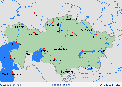 przegląd Kazachstan Azja mapy prognostyczne