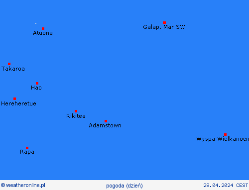 przegląd Pitcairn Oceania mapy prognostyczne