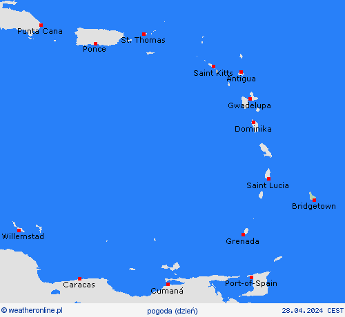 przegląd Barbados Ameryka Południowa mapy prognostyczne