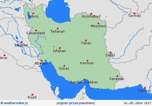 przegląd Iran Azja mapy prognostyczne