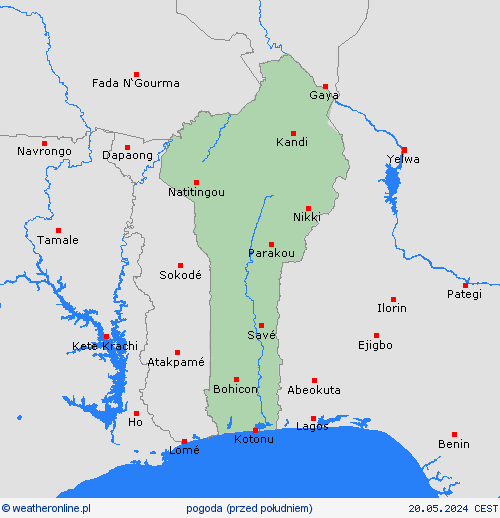 przegląd Benin Afryka mapy prognostyczne