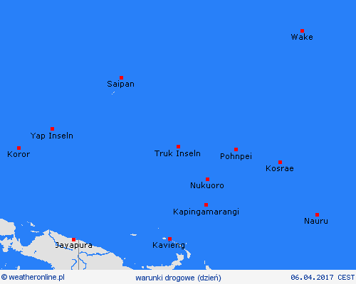 warunki drogowe Wake Oceania mapy prognostyczne