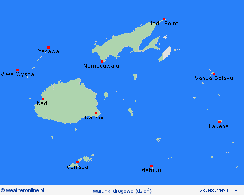 warunki drogowe Fidżi Oceania mapy prognostyczne