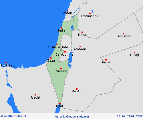 warunki drogowe Izrael Azja mapy prognostyczne