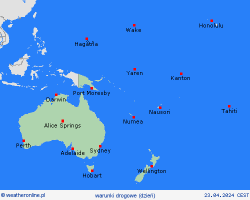 warunki drogowe  Oceania mapy prognostyczne
