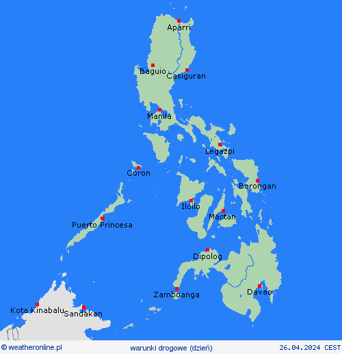 warunki drogowe Filipiny Azja mapy prognostyczne