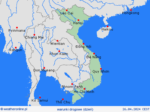 warunki drogowe Wietnam Azja mapy prognostyczne
