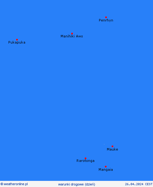 warunki drogowe Wyspy Cooka Oceania mapy prognostyczne