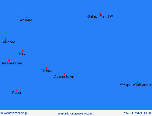 warunki drogowe Pitcairn Oceania mapy prognostyczne