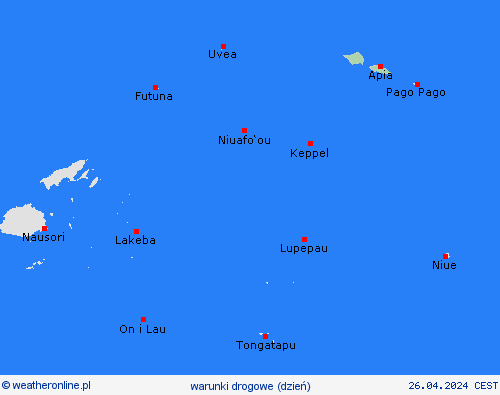 warunki drogowe Samoa Oceania mapy prognostyczne