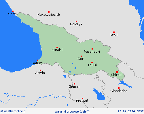 warunki drogowe Gruzja Azja mapy prognostyczne
