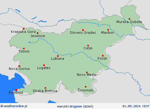 warunki drogowe Słowenia Europa mapy prognostyczne