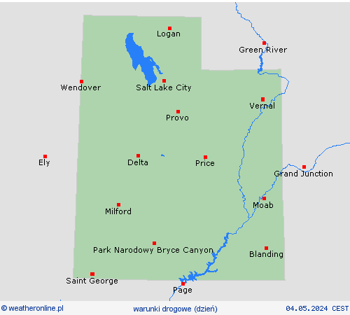 warunki drogowe Utah Ameryka Północna mapy prognostyczne