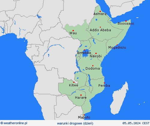 warunki drogowe  Afryka mapy prognostyczne