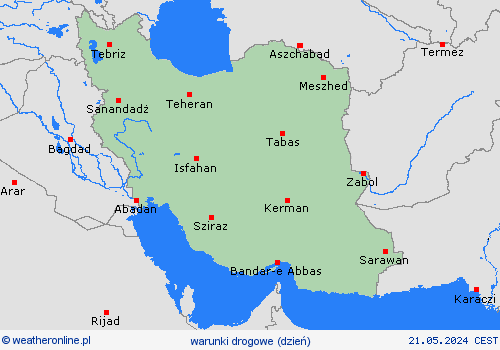 warunki drogowe Iran Azja mapy prognostyczne