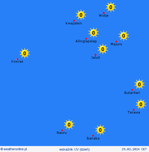 wskaźnik uv Wyspy Marshalla Oceania mapy prognostyczne