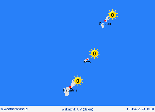 wskaźnik uv Mariany Oceania mapy prognostyczne